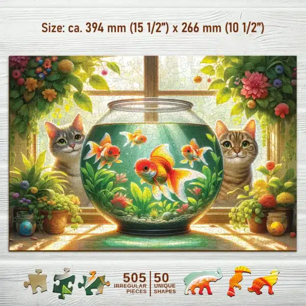 cicák és halak fa puzzle