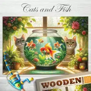 cicák és halak fa puzzle