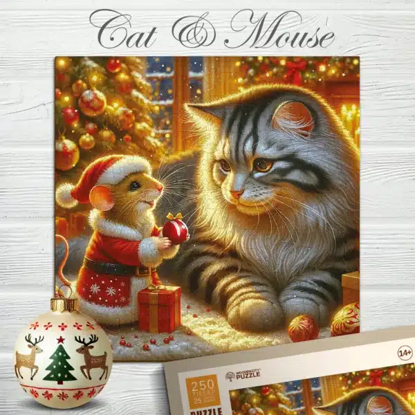 macska és egér fa puzzle