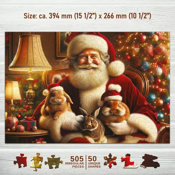 mikulás és a cuki nyuszik fa puzzle