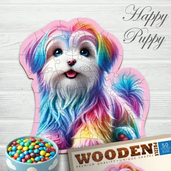 boldog kutyus fa puzzle