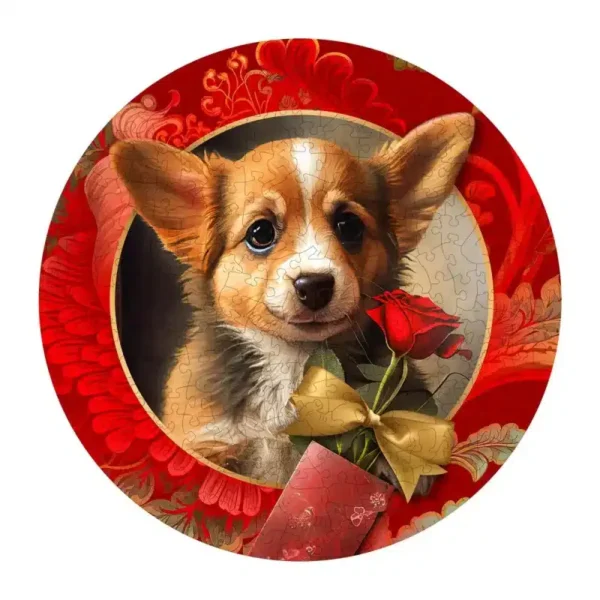 romantikus kutya fa puzzle