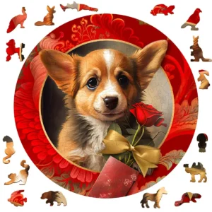 romantikus kutya fa puzzle