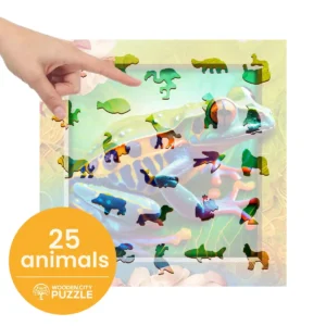 színes béka fa puzzle