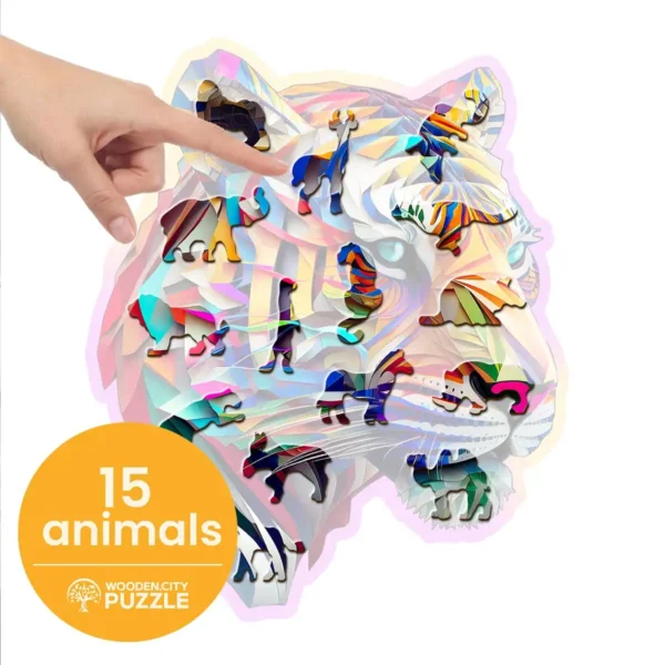 színes tigris fa puzzle