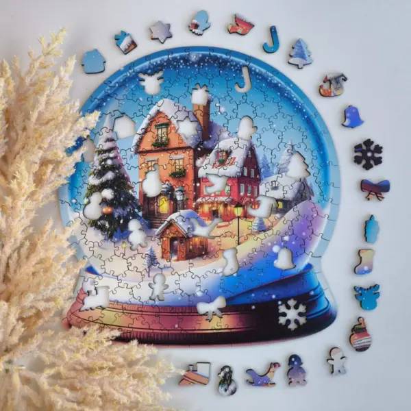 Karácsonyi hógömb fa puzzle
