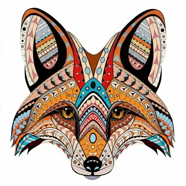 mintás róka fej fa puzzle