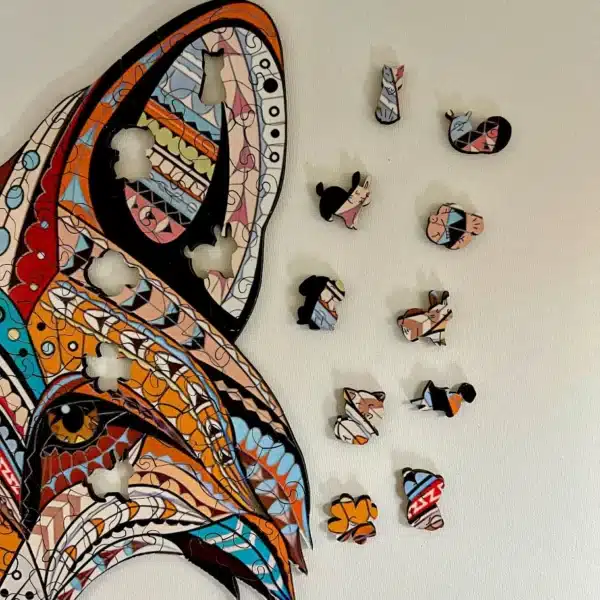 mintás róka fej fa puzzle