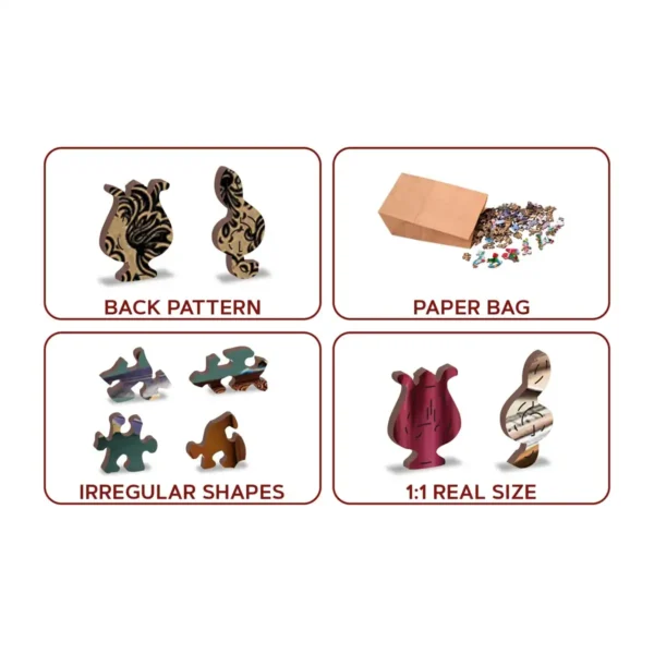 hegedű zenei asztal fa puzzle